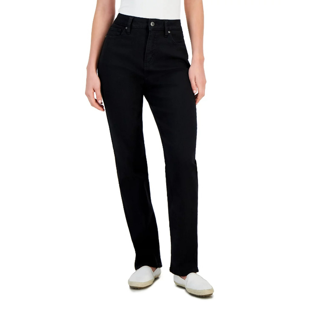 Style & Co Women's 6 Short / Petite Black High-Rise Straight-Leg Jeans NWT